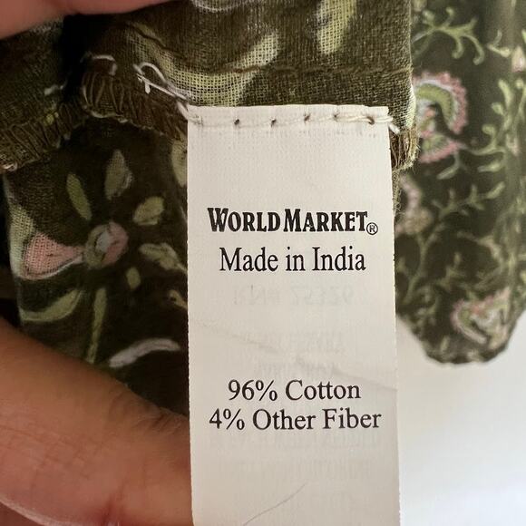 World Market Women's Paisley Tunic S/M Green Cotton Long Sleeve Casual Top - Picture 6 of 6